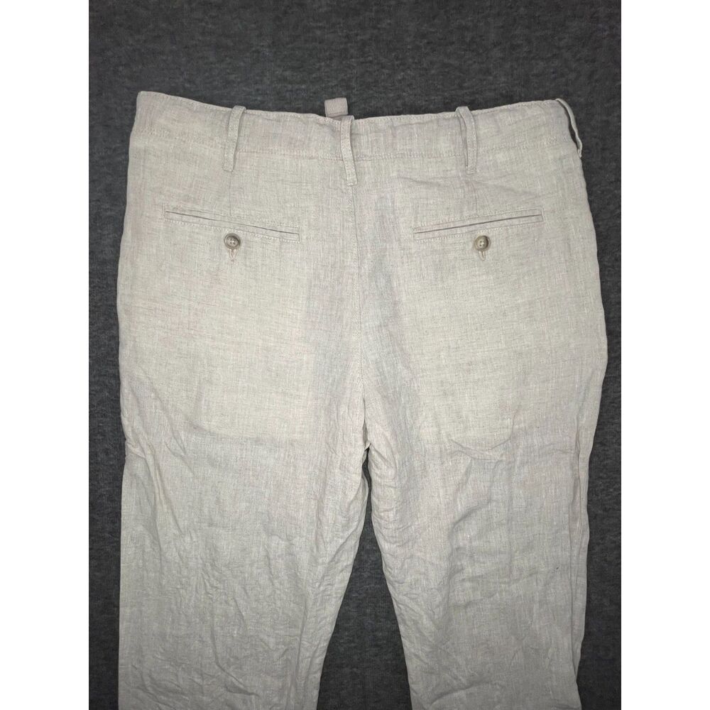 Perry Ellis Size 29(31) 100% Linen Flat Front Dress Pants Button Fly Cream Beach - Picture 7 of 11